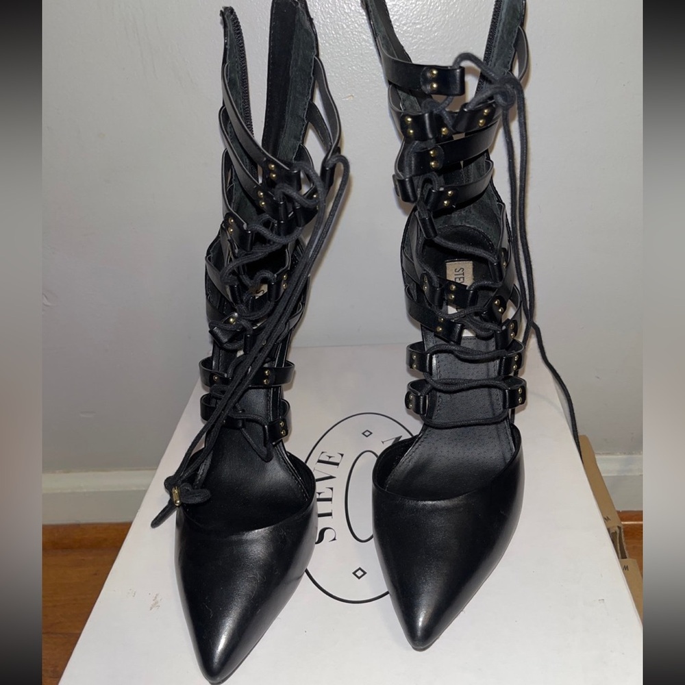 Steve Madden Black Lace-Up Heels
